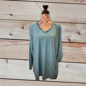 JUST MY SIZE 3X TEALS WITH STRIPES SHIRT